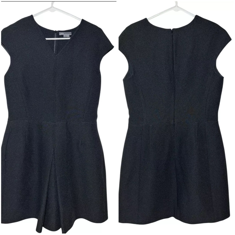 Vince Inverted Dress V-Neck Side Pockets Black Size 6 - Picture 11 of 11